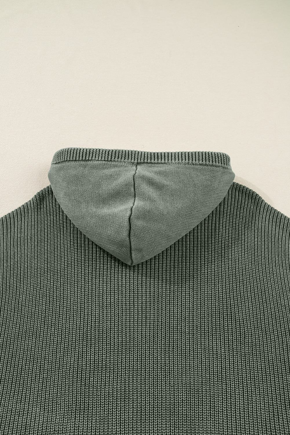 Mist Green Mineral Wash Ribbed Knit Drawstring Hooded Sweater Sweaters 7bc98ebc9830cc95