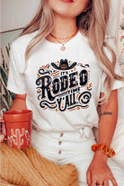 White IT'S RODEO TIME YALL Heat Transfer Printing Graphic T Shirt Graphic Tees 7bd57f42ffbe48fc