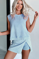 Myosotis Mineral Wash Sleeveless Top and Split Skort Set Two Piece Shorts Sets 7bfa2272528d4885