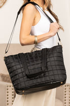 Black Quilted Patchwork Large Tote Bag and Clutch 2pcs Set Tote Bags 7c38cc850545f3e2