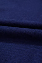 Navy Blue Mix Texture Knit Eyelet Detail Casual Sweater Sweaters 7c598c60fa4219a2