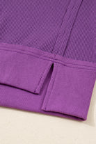 Orchid Mist Solid Color Raw Seam Patchwork Ribbed Drop Shoulder Sweatshirt Sweatshirts & Hoodies 7c5ed6918f516e64