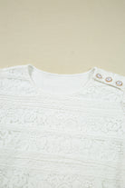 White Lace Floral Round Neck Puff Sleeve Shift Mini Dress Short Dresses 7c7a090338794a2b