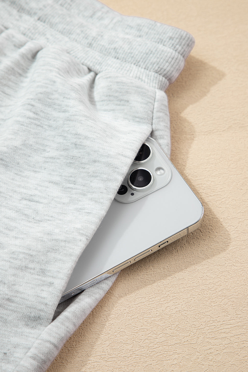 Light Grey Colorblock Raw Hem Pullover and Shorts Set Two Piece Shorts Sets 7cbd1afb2a3c7c81