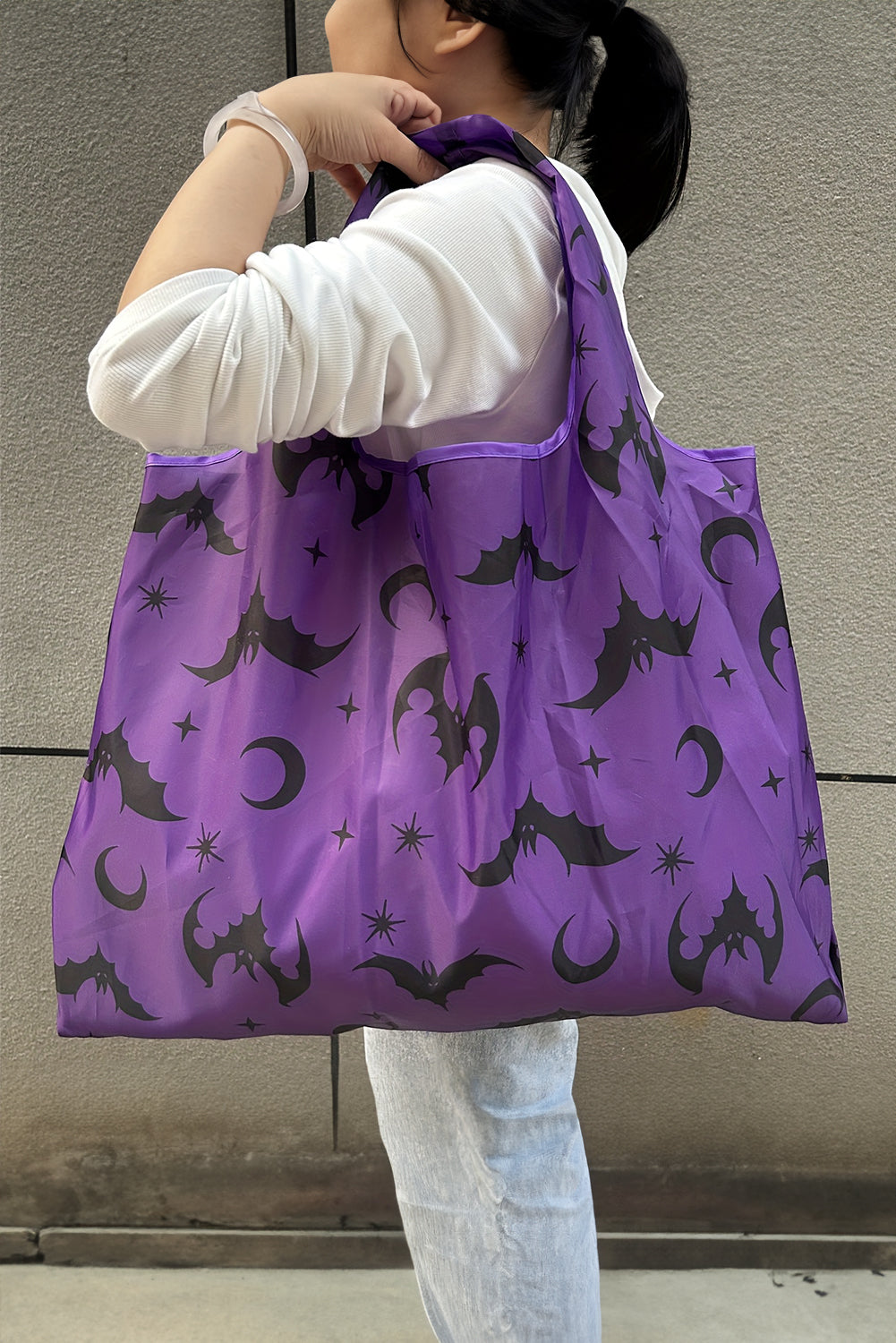 Tillandsia Purple Goth Halloween Pumpkin Large Capacity Foldable Tote Bag Tote Bags 7ceac4740e68cd0b