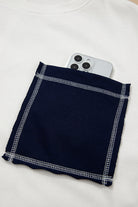 White Denim Patchwork Ribbed Round Neck Pullover Sweatshirt Sweatshirts & Hoodies 7e5288ff1aef124f