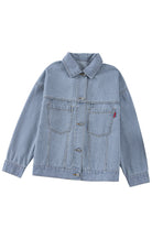 Blue Stripe Washed Oversized Pocketed Denim Jacket Jackets 7ee90761e7ef6f13