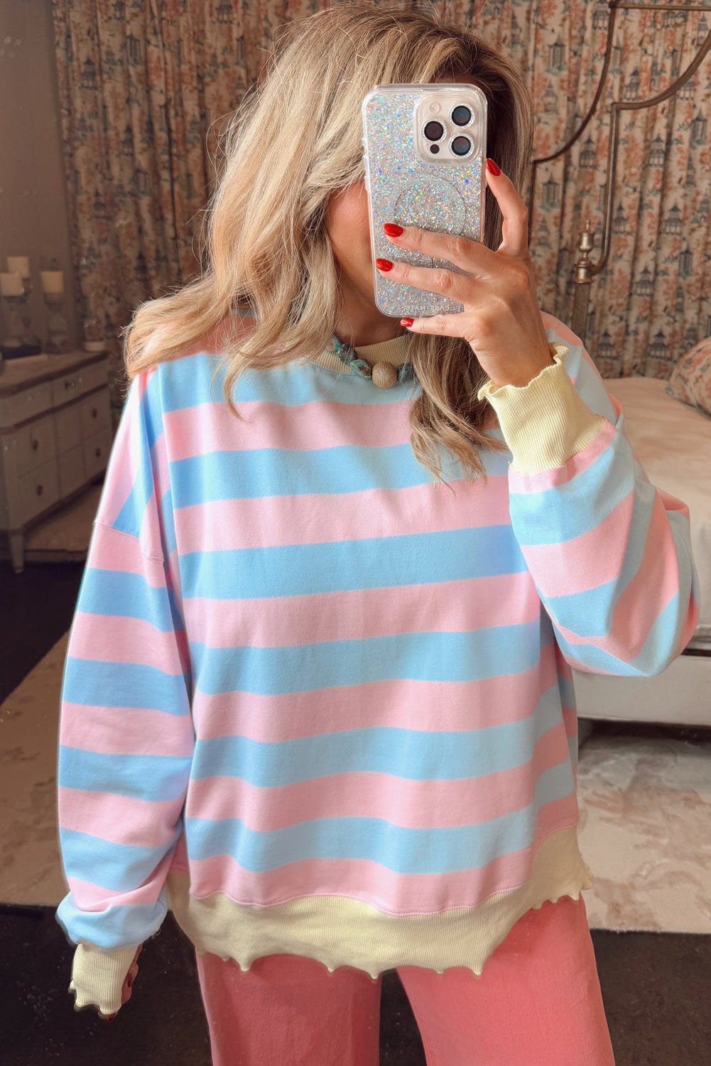 Sky Blue Stripe Colorblock Plus Size Sweatshirt Plus Size Tops 7f2b20c4a917134d