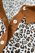 Khaki Plus Size Button V Neck Leopard Print Puff Sleeve Loose Mini Dress Plus Size Dresses 7f5f251abe13af64