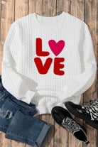 White XOXO Chenille Letter Patch Quilted Sweatshirt Sweatshirts & Hoodies 7faba18ec78ba856
