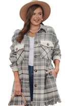 Gray Plus Size Macrame Plaid Coat Plus Size Outerwear 7fc058f068c821c1