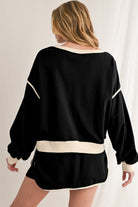 Evergreen Contrast Trim Loose Pullover and Lace-up Waist Skort Set Two Piece Shorts Sets 7fce7e978bd189bd