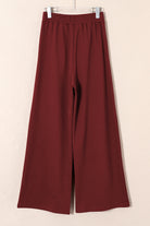 Burgundy Tied Elastic High Waist Pleated Detail Solid Sweatpants Pants & Culotte 8017e9ae88cf71c3