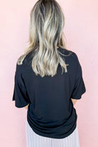 Black Cheerful Sequin Bow Patched Game Day T Shirt Graphic Tees 8050dd1aa1efb590