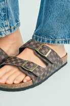 Coffee Vintage Double Buckle Comfortable Slippers Slides Shoes + Flip Flops 80512828273bad66