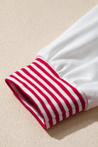 Fiery Red Striped Patchwork Sleeve Colorblock Sweatshirt Sweatshirts & Hoodies 808c409ec7fd2e93