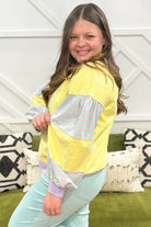 Yellow Striped Colorblock Patchwork Plus Size Pullover Sweatshirt Plus Size Tops 809b97d6a5a687a3