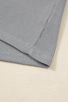 Gray Mixed Waffle Knit Patchwork Henley Plus Size Hoodie Plus Size Tops 80ce21cce94b0a81