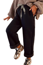 Coffee Leopard Drawstring Winter Fleece Pants Pants 80e20922aba4a4b0