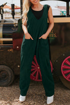 Evergreen Corduroy V Neck Patched Pocket Sleeveless Jumpsuit Jumpsuits 813b2c4e8349bd17