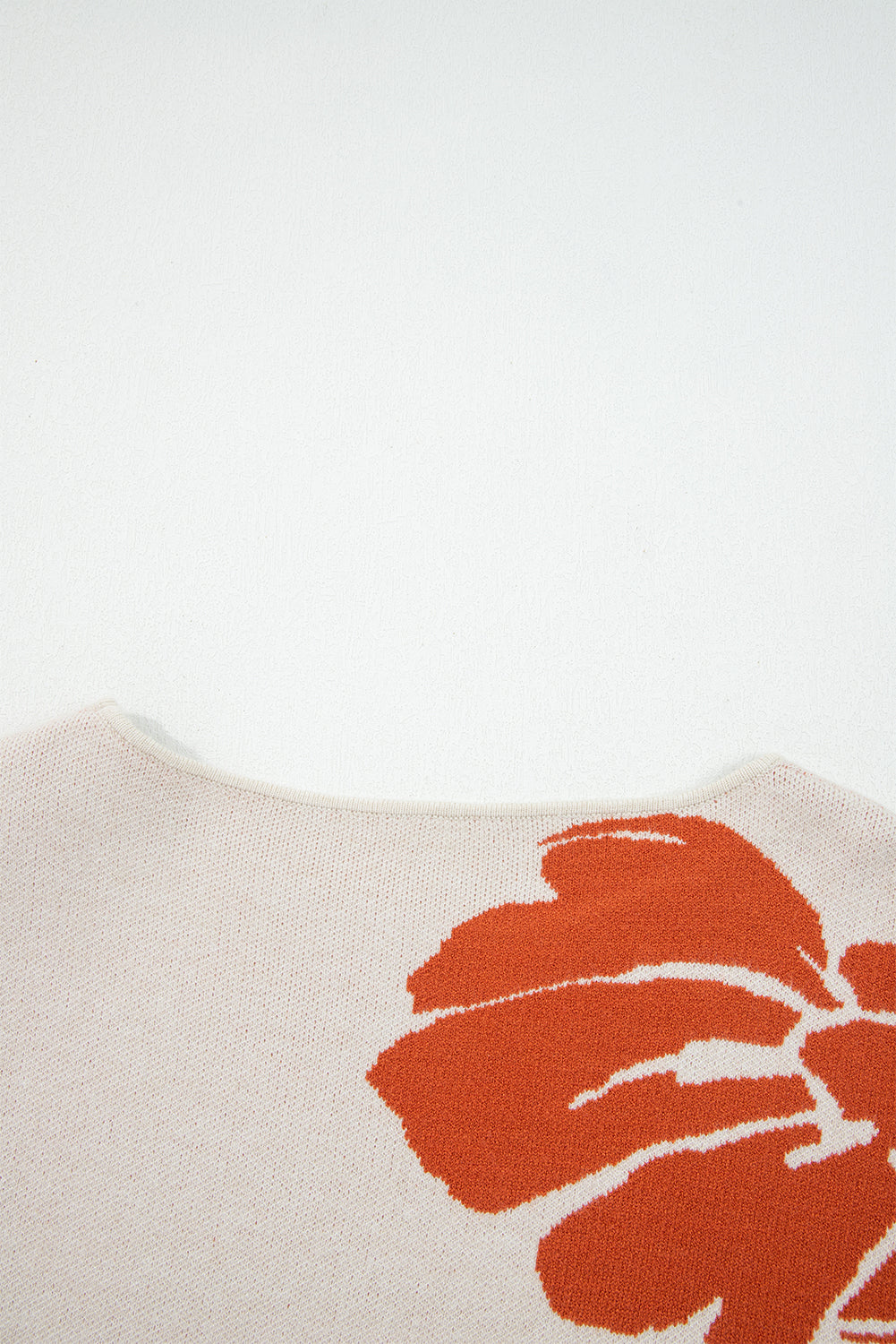 Beige Flower Pattern Drop Sleeve Baggy Sweater Sweaters 8175acdced24d560