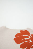 Beige Flower Pattern Drop Sleeve Baggy Sweater Sweaters 8175acdced24d560