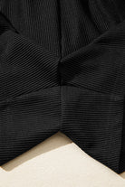 Black Ribbed Texture Baggy Drop Shoulder Pullover and Shorts Set Two Piece Shorts Sets 8196cc26da3225ed