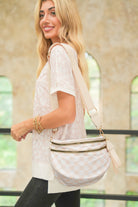 Pink Checkered Print Wide Strap Large Crossbody Bag Crossbody Bags 8250a45b43cda189