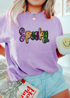 Wisteria Spooky Sequin Letter Patched Cotton Blend T Shirt Graphic Tees 82580aa20f15e36c