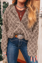 Chestnut Sherpa Rhombus Zip Up Side Pocket Hooded Jacket Jackets 82a085aca247c1bf