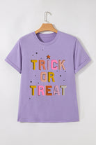 Wisteria TRICK OR TREAT Halloween Heat Transfer Printing Graphic T Shirt Graphic Tees 82a4cdcfeb705e66