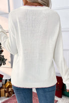 White Sweet Bow Long Sleeve Knit Sweater Sweaters 82cd0ee436bc830e