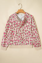 Rose Leopard Print Zip Up Hooded Sweatshirt Sweatshirts & Hoodies 83094f1937b4adb4