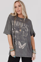 Dark Grey Kindness Butterflies Graphic Mineral Wash Loose Tee T Shirts 8333cbee6ca73d07