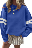 White Preppy Striped Sleeve Loose Sweatshirt Sweatshirts & Hoodies 83c6239bb8b16f5a