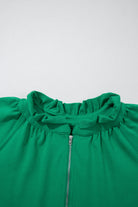 Pink Half Zip Puff Sleeve Top and Ruffle Shorts Set Two Piece Shorts Sets 842111deb9ca6454