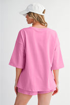 Bonbon Loose V Neck Tee and Drawstring Shorts Set Two Piece Shorts Sets 84289b91ed2f44db