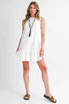 White Floral Eyelet Embroidered Sleeveless Shift Dress Short Dresses 842cdd7652080031