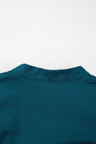 Blue Sapphire Puff Sleeve Pleated Pop of Color Neckline Dress Short Dresses 844df14bfe953638