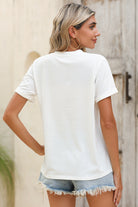 White MAMA Leopard Embroidered Crew Neck Graphic Tee Graphic Tees 858531c85301d0ba