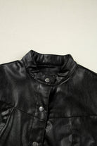 Black Faux Leather Buttoned Front Boxy Jacket Jackets 85cf321c4839a80b