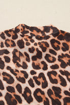 Brown Leopard Mock Neck Long Sleeve Mesh Top Long Sleeve Tops 85e23060cf10ffbe