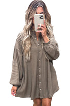Simply Taupe Waffle Knit Shirt Tunic Mini Dress Short Dresses 85efc377401b0151
