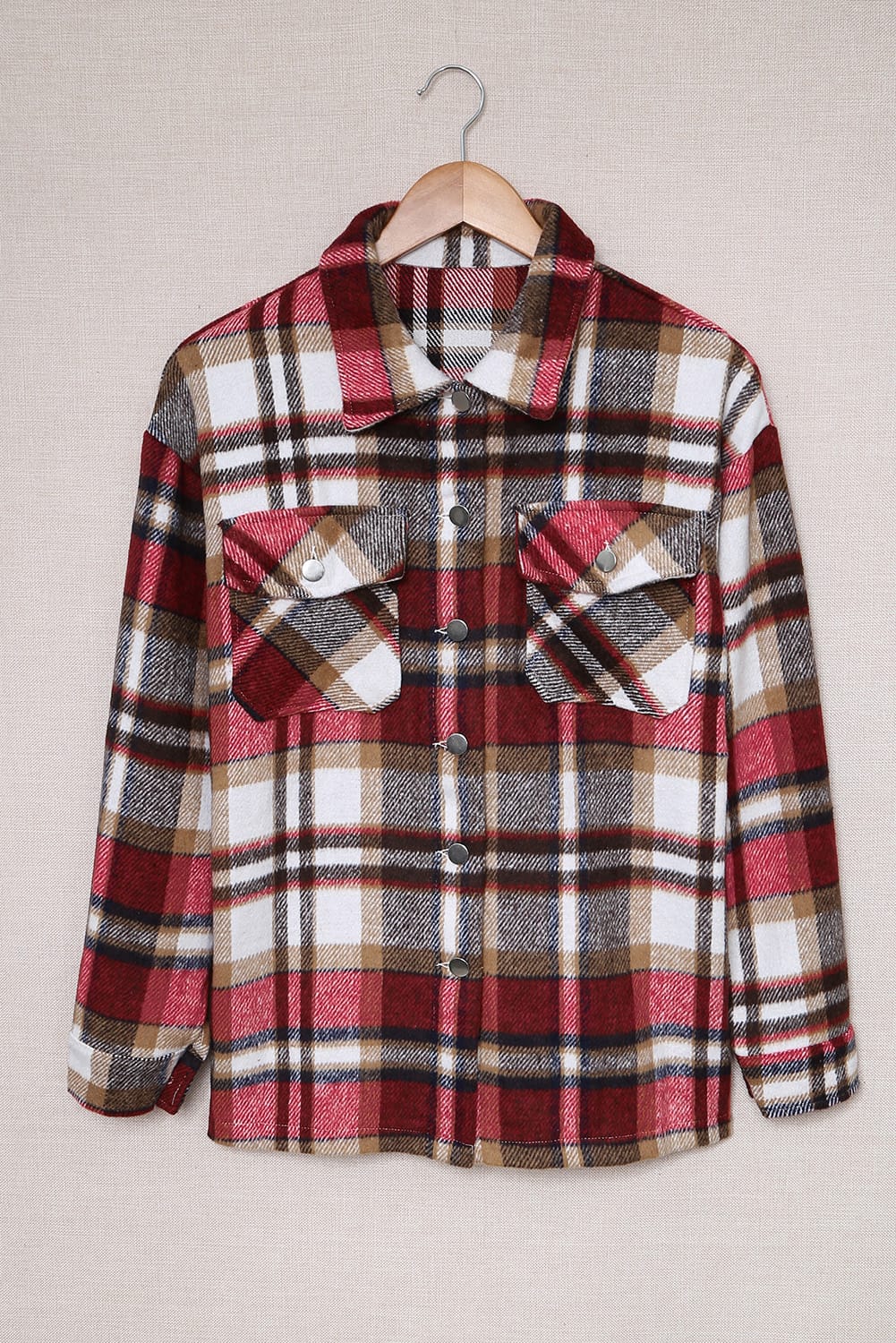 Multicolor Plaid Casual Button Up Flannel Shacket Jackets 8684cd7638cbefc1