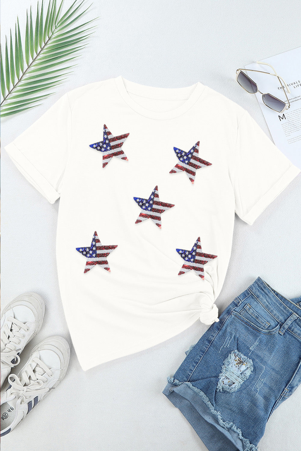 Black Sequined American Flag Star Graphic T Shirt Graphic Tees 868a41c36b2756eb