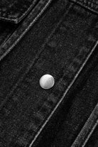 Black Chest Pocket Drop Shoulder Hooded Denim Jacket Jackets 868a709595790154