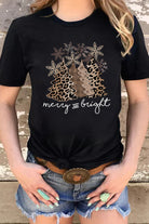 White Leopard Christmas Tree Casual Crew Neck Graphic Tee Graphic Tees 86b3fd97a852ca8a
