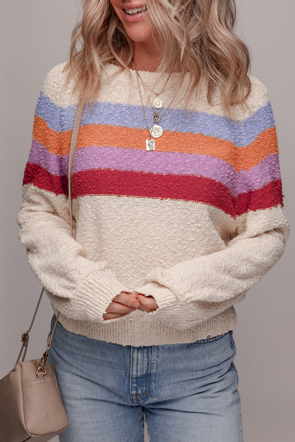 Jet Stream Striped Colorblock Drop Shoulder Textured Sweater Sweaters 86d8895c5316cfcc