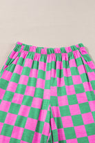 Green Checkered Print High Waist Wide Leg Pants Pants 8712529eaed89873