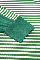 Green Stripe Exposed Seam Patchwork Plus Size Thermal Waffle Top Plus Size Tops 8724b6269805507e